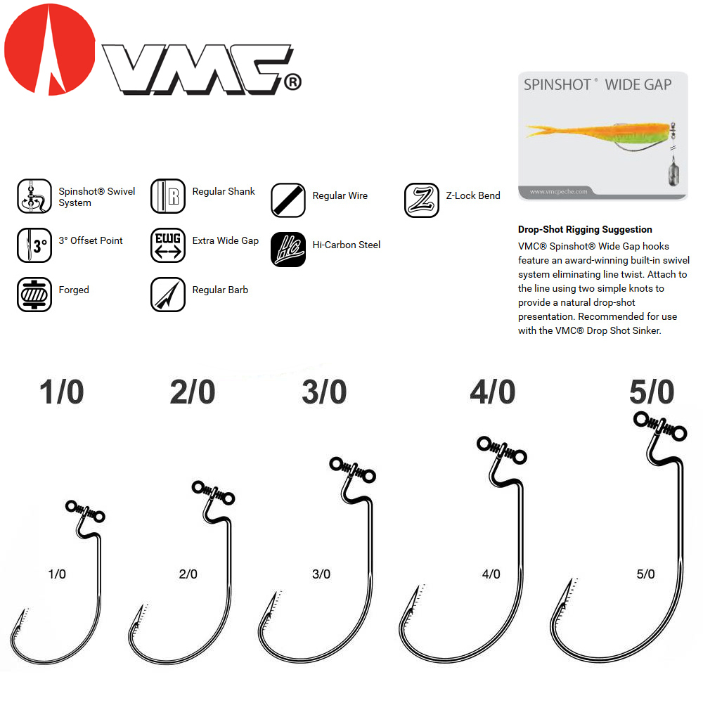 VMC SpinShot Widegap Drop Shot Hooks