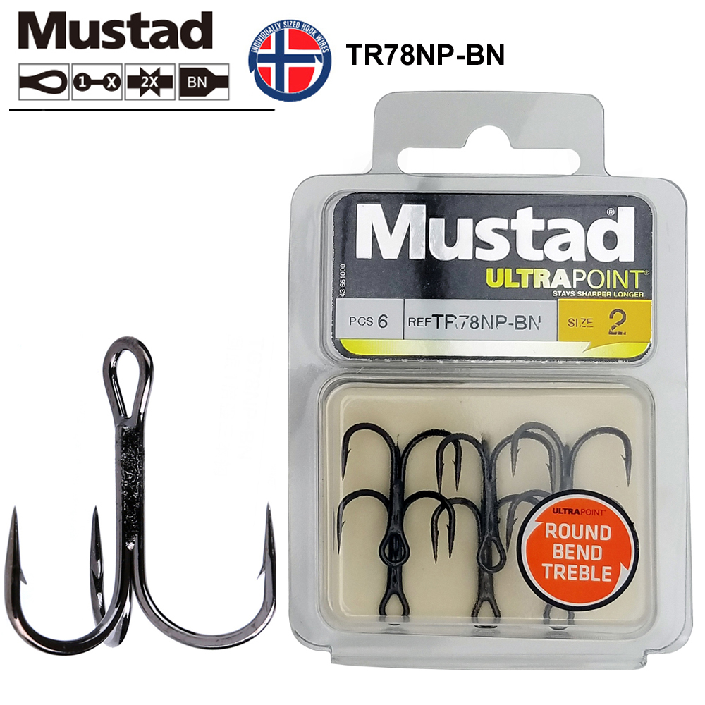 Mustad Treble Hooks 3551, 8/0, BX 25 - Delta Net and Twine