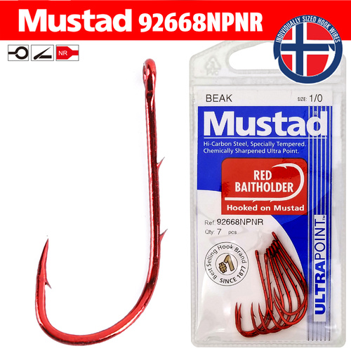 Mustad Red Baitholder Hooks 92668NPNR image