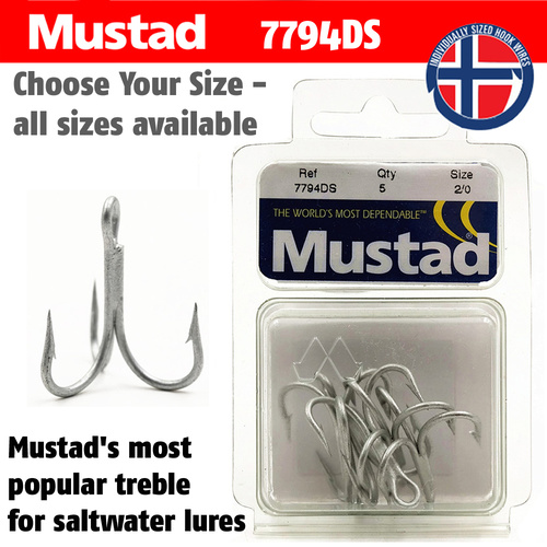 Mustad Jawlock Triple Grip Treble Hooks TG77NP-BN