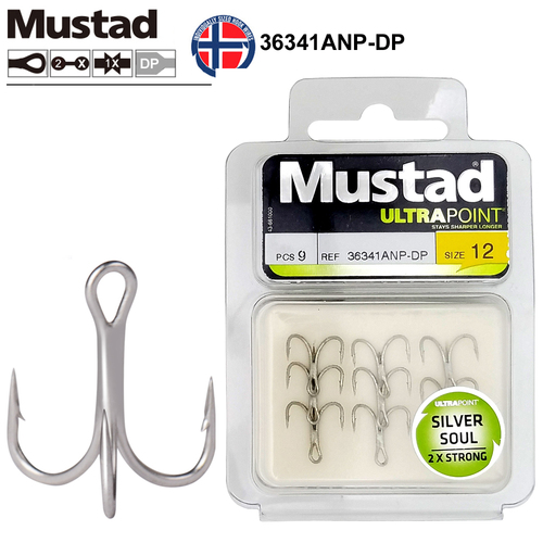 Mustad Silver Soul 2X Strong Treble Hooks 36341ANP-DP